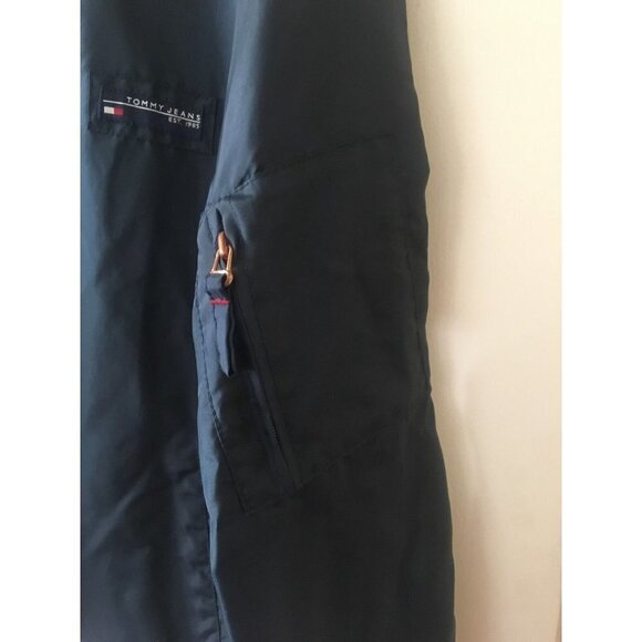 Vtg Hilfiger Tommy Jeans Spell Out Nylon Zipper Jacket Navy Yellow XL - Picture 4 of 12